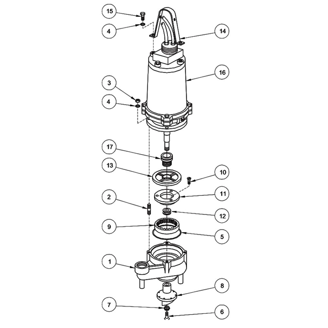 XSGV-L 2 HP Grinder Pump Repair Parts Breakdown