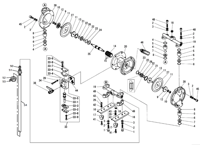 Yamada DP-10BAN-D Drum Pump Repair Parts Exploded View