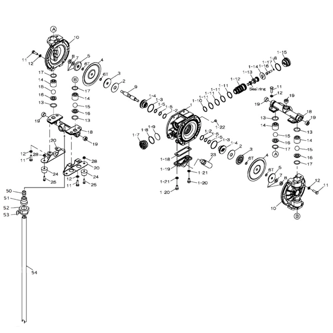 Yamada DP-15BAT-D Drum Pump Repair Parts Exploded View