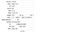 M1222T Baldor AC Motors Nameplate