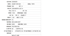 CDM3539 Baldor AC Motors Nameplate