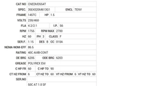 CNEDM3554T Baldor AC Motors Nameplate