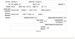 EM2562T-4 Baldor AC Motors Nameplate
