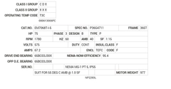EM7068T-I-5 Baldor AC Motors Nameplate