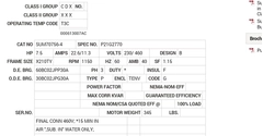 SUM70756-4 Baldor AC Motors Nameplate