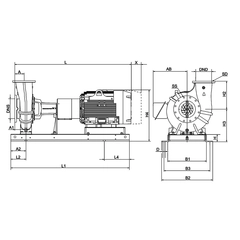 Grundfos NK 100-150/13.82AGA1G6S3ESBQQETY6 Dimensions 4 Hole Mount