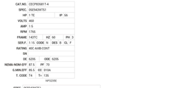 CECP83581T-4 Baldor AC Motors Nameplate
