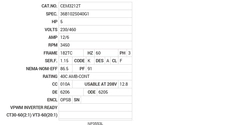 CEM3212T Baldor AC Motors Nameplate