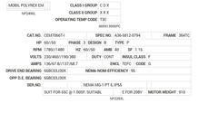CEM7066T-I Baldor AC Motors Nameplate