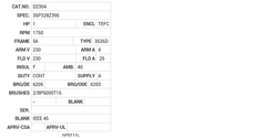 D2304 Baldor DC Motors Nameplate