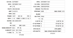 ECP3586T Baldor AC Motors Nameplate
