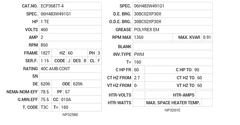 ECP3687T-4 Baldor AC Motors Nameplate