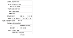 ECTM3770T Baldor AC Motors Nameplate