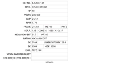 EJMM3714T Baldor AC Motors Nameplate