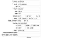 EM3312T Baldor AC Motors Nameplate