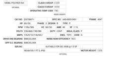 EM7086T-I Baldor AC Motors Nameplate
