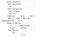 VBNM3538-D Baldor AC Motors Nameplate