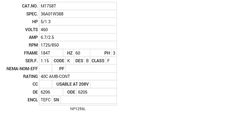M1758T Baldor AC Motors Nameplate