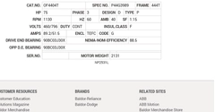 OF4404T Baldor AC Motors Nameplate