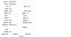 CDPWD3575 Baldor DC Motors Nameplate