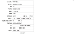 CHM465A Baldor AC Motors Nameplate