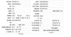 ECP3581T-5 Baldor AC Motors Nameplate