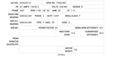 EM2544T-CI Baldor AC Motors Nameplate