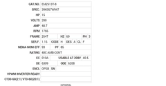 EM2513T-8 Baldor AC Motors Nameplate