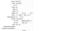 EM3770T-8 Baldor AC Motors Nameplate