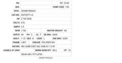 EM7037T-I-5 Baldor AC Motors Nameplate