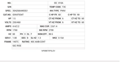 IDXM7034T Baldor AC Motors Nameplate