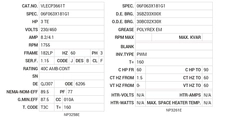 VLECP3661T Baldor AC Motors Nameplate