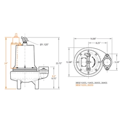 3BSE202SS 62170013 Barmesa Submersible Pump Dimensions