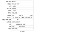 M1555T Baldor AC Motors Nameplate