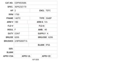 CDPWD3585 Baldor DC Motors Nameplate