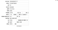 CESSWDM3711T Baldor AC Motors Nameplate