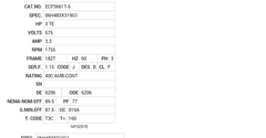 ECP3661T-5 Baldor AC Motors Nameplate