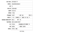 EFM3611T Baldor AC Motors Nameplate