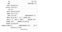 EJPM7142T-I Baldor AC Motors Nameplate