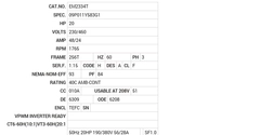 EM2334T Baldor AC Motors Nameplate