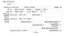 EM4348T Baldor AC Motors Nameplate
