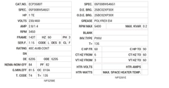 ECP3580T Baldor AC Motors Nameplate