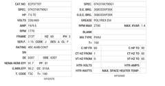 ECP3770T Baldor AC Motors Nameplate