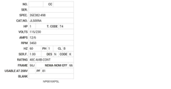 JL5009A Baldor AC Motors Nameplate