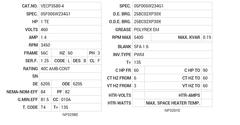 VECP3580-4 Baldor AC Motors Nameplate
