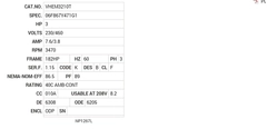VHEM3210T Baldor AC Motors Nameplate