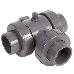 Hayward HCLA2150FE90, 1-1/2" Ready for Actuation 3-Way Lateral TU Ball Valve CPVC w/EPDM o-rings, flanged ends