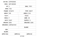 CDPWD3605 Baldor DC Motors Nameplate
