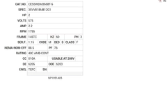 CESSWDM3558T-5 Baldor AC Motors Nameplate
