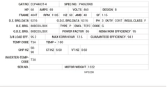 ECP4403T-4 Baldor AC Motors Nameplate